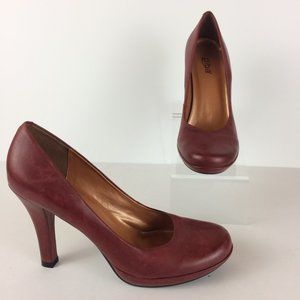 Diba Mardi Brick Red Round Toe High Heel Pumps ~ 9